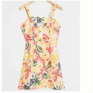 ⭐️ Farm Rio Frutas Linen Fruit Boho Peasant Hipster Hippie Art Deco Farm Dress